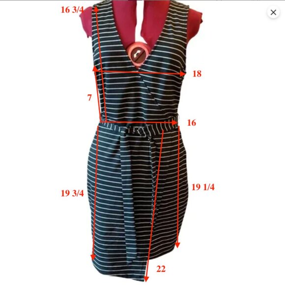 JACK by BB Dakota Short faux-wrap sleeveless racer back dress b&w stripes Large - Picture 15 of 15